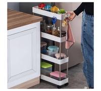 CARRELLO SALVASPAZIO CARRELLINO SLIM CUCINA BAGNO RIPOSTIGLIO 3 RIPIANI 4 RUOTE
