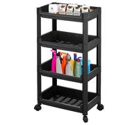 Carrello Salvaspazio Cucina Bagno Scaffale Portaoggetti Multiuso Nero 4 Ripiani