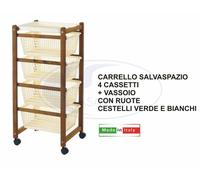 CARRELLO SALVASPAZIO LEGNO FAGGIO NOCE CASS. B.CO-VERDI FRUTTA VERDURA