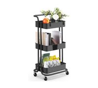 Carrello Salvaspazio Multiuso con 4 Ruote Piroettanti e 3 Ripiani 40x30x8cm
