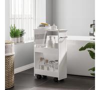Carrello Salvaspazio Multiuso in Legno MDF e Ruote, 42,5x20,3x66,7cm, Bianco