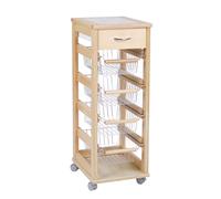 Carrello SALVASPAZIO portafrutta e cassetti NATURALE