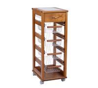 Carrello SALVASPAZIO portafrutta e cassetti ROVERE