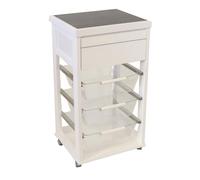 Carrello salvaspazio portafrutta LANDHELL in faggio con cesti BIANCO