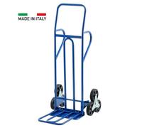 CARRELLO SCALE 6 RUOTE TRASPORTO PORTAPACCHI GRADINI PALA RIBALTABILE 300Kg G...