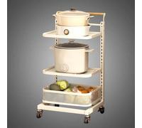 Carrello scorrevole da cucina, pieghevole, con ruote, ripiano girevole per un facile accesso, 3 tavole e 1 cestino, soluzione salvaspazio per cucina