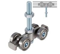 Carrello silenzioso a 4 ruote, in metallo resistente, protezione elevata dei cuscinetti per porte da fienile e garage, adatto per binari larghi 4,5 cm, hardware scorrevole liscio per uso domestico e