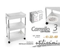 CARRELLO SLIM CASA UFFICIO PARRUCCHIERE ESTETISTA 3 RIPIANI RUOTE 604022 cm