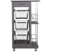 Carrello SLIM con portabottiglie portafrutta con top ceramica e ruote GRIGIO