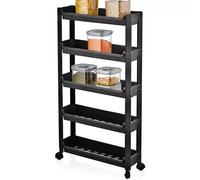 Carrello Slim Salvaspazio da Cucina Bagno Carrellino Portaoggetti 5 Ripiani Nero