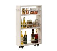 Carrello Sottile Con Ruote, Carrello Portaoggetti Con Ruote, Carrello Da Cucina Compatto, Carrello Da Cucina Estraibile For Spazi Stretti(White,15x55x80.5cm)
