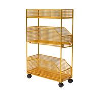 Carrello sottile dorato - 3 ripiani estraibili Utility Storage per cucina e bagno - perfetto per piccoli spazi (17 x 7,5 x 45 cm)