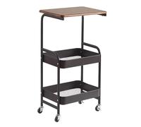 Carrello sottile in legno a 3 livelli con ruote, versatile carrello multiuso per cucina, lavanderia e spazi ristretti, elegante soluzione di archiviazione da tavolo nera