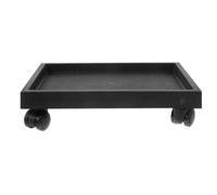 Carrello Sottovaso con Ruote Rettangolare PE Nero, Mobile, per Vasi | Vassoio Raccogliacqua, Design a Rulli, Confezione da 6 Pezzi, per Balcone e Interno