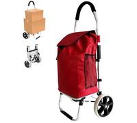 Carrello spesa 2 Ruota con robusto telaio in alluminio e borsa in tela impermeabile rimovibile ideale per lo shopping comodo e pratico (Rosso, 2 Ruota)