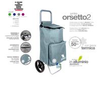 CARRELLO SPESA ORSETTO 2 IMPERMEABILE TASCA TERMICA LT 50 STRUTTURA ALLUMINIO