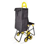 ® Carrello Spesa Pieghevole con 3 Ruote e Seduta Carrello Portaspesa per