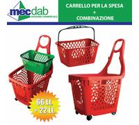 Carrello Spesa Supermercato 4 Ruote Colore Rosso Vari Modelli Cesta per Market