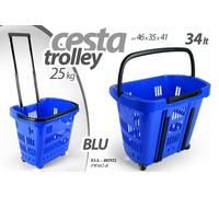 CARRELLO SPESA TROLLEY CESTINO Supermercato MAXI CESTA Cestino MARKET BLU 4641