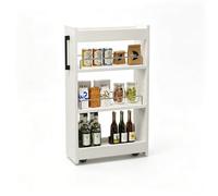 Carrello Stretto In Legno Con Ruote, Organizer Slim Per Cucina E Dispensa | Design Salvaspazio, Struttura In Legno Robusto, Ruote Direzionali, Facile Montaggio(White,7.9*21.7"/20*55cm)