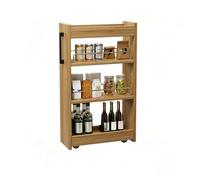 Carrello Stretto In Legno Con Ruote, Organizer Slim Per Cucina E Dispensa | Design Salvaspazio, Struttura In Legno Robusto, Ruote Direzionali, Facile Montaggio(Natural,5.9*17.7"/15*45cm)