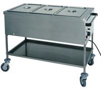 CARRELLO TERMICO BAGNOMARIA 3 bacinelle Professionale acciaio inox 2000W hotel