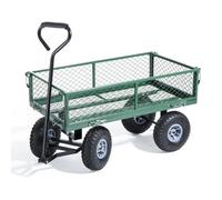 Carrello traino acciaio 4 ruote 150 kg trasporto con sponde altezza 22,5 cm