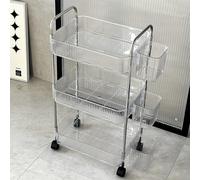 Carrello trasparente a 3 piani con cesti sospesi, in plastica, carrello da servizio, carrello da cucina, carrello per il fai da te, per bagno, cucina, lavanderia, camera da letto, scaffale con ruote