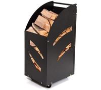 Carrello trasportino box portalegna legna pellet per tufe camino in acciaio mobile con 4 ruote