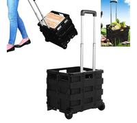 KOMBO - Carrello Trolley Pieghevole Portatutto con Ruote e Manico Telescopico Estensibile 38x83,5x33 cm - Box in Plastica Rigida Richiudibile