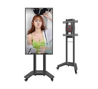 Carrello TV Mobile Su Rotelle - Supporto Da Pavimento - Supporto TV Portatile Da Pavimento, Supporto Per Schermo Rotante Orizzontale E Verticale, Per Schermo Piatto LED Da 32-60 Pollici(Black)