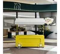 Carrello Vendita in Metallo con Tenda Ruote e Spazio di Archiviazione | Mobile per Eventi Mercati e Vendita Dolci e manifestazioni all'aperto(Yellow,160*200cm/55.1*78.7in)