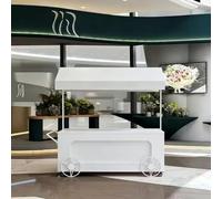 Carrello Vendita in Metallo con Tenda Ruote e Spazio di Archiviazione | Mobile per Eventi Mercati e Vendita Dolci e manifestazioni all'aperto(White,200*200cm/70.9*78.7in)