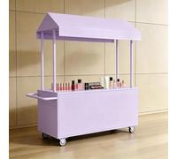 Carrello Vendita Metallico con Tenda e Ruote per Esterno | Espositore ambulante multifunzione, adatto per cibo da strada e vendite su mercati esterni(Purple,200*200cm/78.7*78.7in)