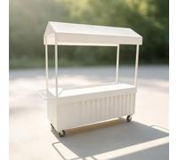 Carrello Vendita Mobile con Tenda per Mercati | Versatile carrello ambulante, ideale per fiere, feste e mercati notturni all'aperto(White,180*200cm70.9*78.7in)