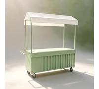 Carrello Vendita Mobile con Tenda per Mercati | Versatile carrello ambulante, ideale per fiere, feste e mercati notturni all'aperto(Green-A,100*200cm/39.4*78.7in)