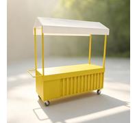 Carrello Vendita Mobile con Tenda per Mercati | Versatile carrello ambulante, ideale per fiere, feste e mercati notturni all'aperto(Yellow,100*200cm/39.4*78.7in)