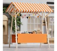 Carrello Venditore Bancarella Pieghevole Per Venditori Ambulanti, Carretto Per Cibo Da Strada Commerciale Con Tenda Da Sole Per Tutte Le Stagioni In Vendita, Limonata, Gelato, Hot Dog(Orange,Wide 59in