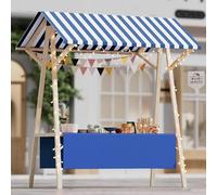 Carrello Venditore Bancarella Pieghevole Per Venditori Ambulanti, Carretto Per Cibo Da Strada Commerciale Con Tenda Da Sole Per Tutte Le Stagioni In Vendita, Limonata, Gelato, Hot Dog(Blue,Wide 59in(1