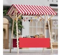 Carrello Venditore Bancarella Pieghevole Per Venditori Ambulanti, Carretto Per Cibo Da Strada Commerciale Con Tenda Da Sole Per Tutte Le Stagioni In Vendita, Limonata, Gelato, Hot Dog(Red,Wide 59in(15