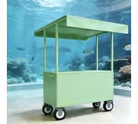 Carrello Venditore con Tetto Extra-Large, Carretto Portatile per Cibo