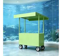 Carrello Venditore con Tetto Extra-Large, Carretto Portatile per Cibo