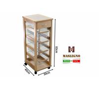 CARRELLO VESUVIO CON CASSETTO + 4 CESTELLI C/RUOTE NATURALE SALVASPAZIO MAS 2025