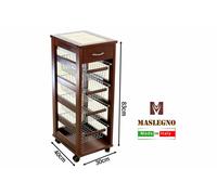 CARRELLO VESUVIO CON CASSETTO + 4 CESTELLI C/RUOTE NOCE SALVASPAZIO MAS 2026