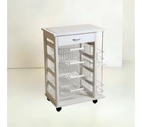 Carrello Vesuvio con cassetto e portabottiglie bianco