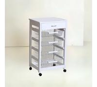 Carrello Vesuvio con cassetto senza base con piano in legno bianco