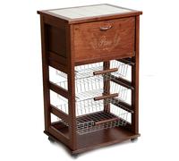 Carrello Vesuvio con Dispensa Pane Mobile con Ruote Noce Maslegno Frutta Agrumi