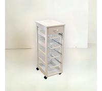 Carrello Vesuvio salvaspazio con piano in legno bianco