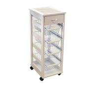 CARRELLO VESUVIO SALVASPAZIO CON RUOTE E PIANO IN MATTONELLE E CASSETTO (BIANCO)