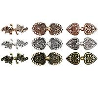 Carreor, 9 paia di chiusure a forma di mantello a forma di fiore a turbino, con ganci a clip, per abiti, giacche, pantaloni, oro, argento e rame